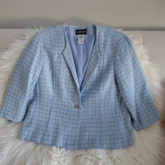 Blazer Size 18 SAG HARBOR Turn Lock Closure  Quarter Sleeve Pastels Plus Size - Picture 4 of 15